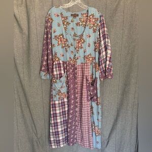 April Cornell Dress XXL Multicolor Patchwork Boho Floral Cottagecore Prairie Cot